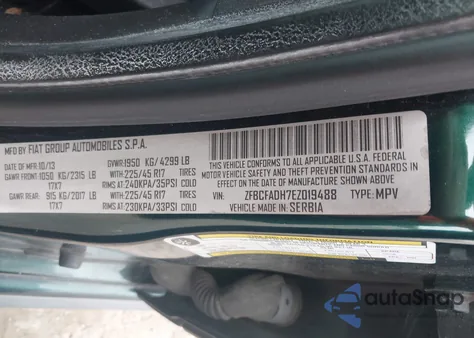 2014 Fiat 500L Trekking из США, поврежденный, VIN ZFBCFADH7EZ019488